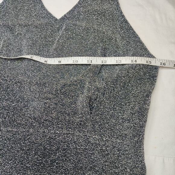 Vtg Gantos Sparkly Silver Metallic Sheer Cropped Halter Top Medium 70s Disco - Picture 6 of 7